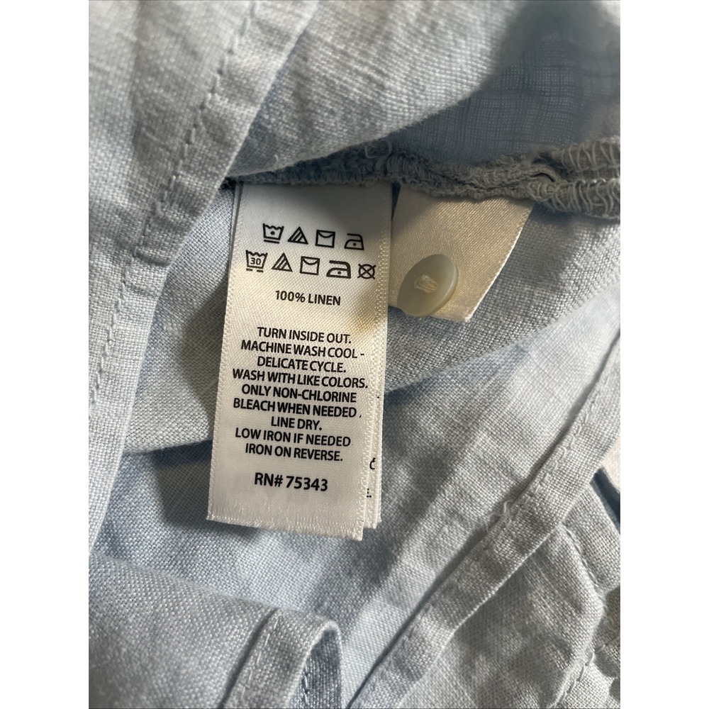 Joie 100% Linen Baby Blue Cropped Button Down Short Sleeve Shirt Women's Medium - Picture 10 of 10